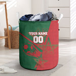 Personalized Morocco Football Laundry Basket Geometric Star Flag Soccer National Pride