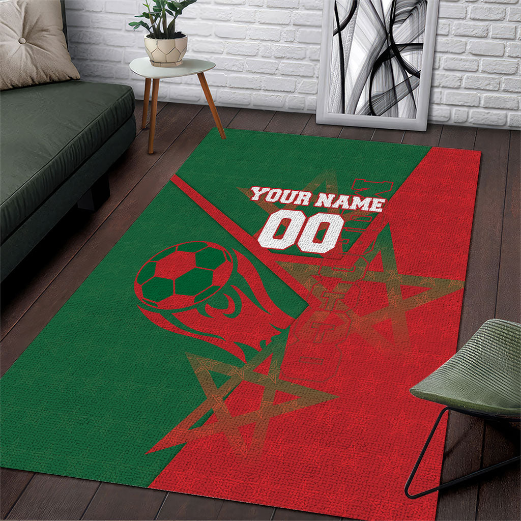 Personalized Morocco Football Area Rug Geometric Star Flag Soccer National Pride