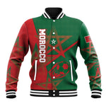 Personalized Morocco Football Baseball Jacket Geometric Star Flag Soccer National Pride