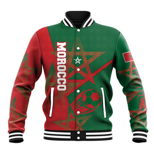 Personalized Morocco Football Baseball Jacket Geometric Star Flag Soccer National Pride