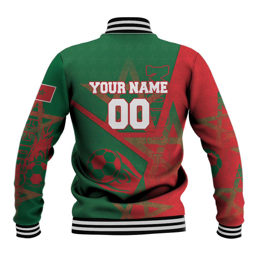 Personalized Morocco Football Baseball Jacket Geometric Star Flag Soccer National Pride