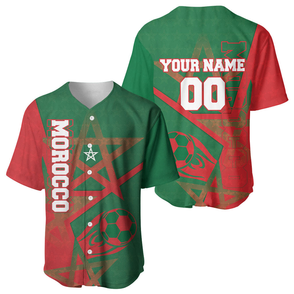 Personalized Morocco Football Baseball Jersey Geometric Star Flag Soccer National Pride