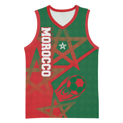 Personalized Morocco Football Basketball Jersey Geometric Star Flag Soccer National Pride