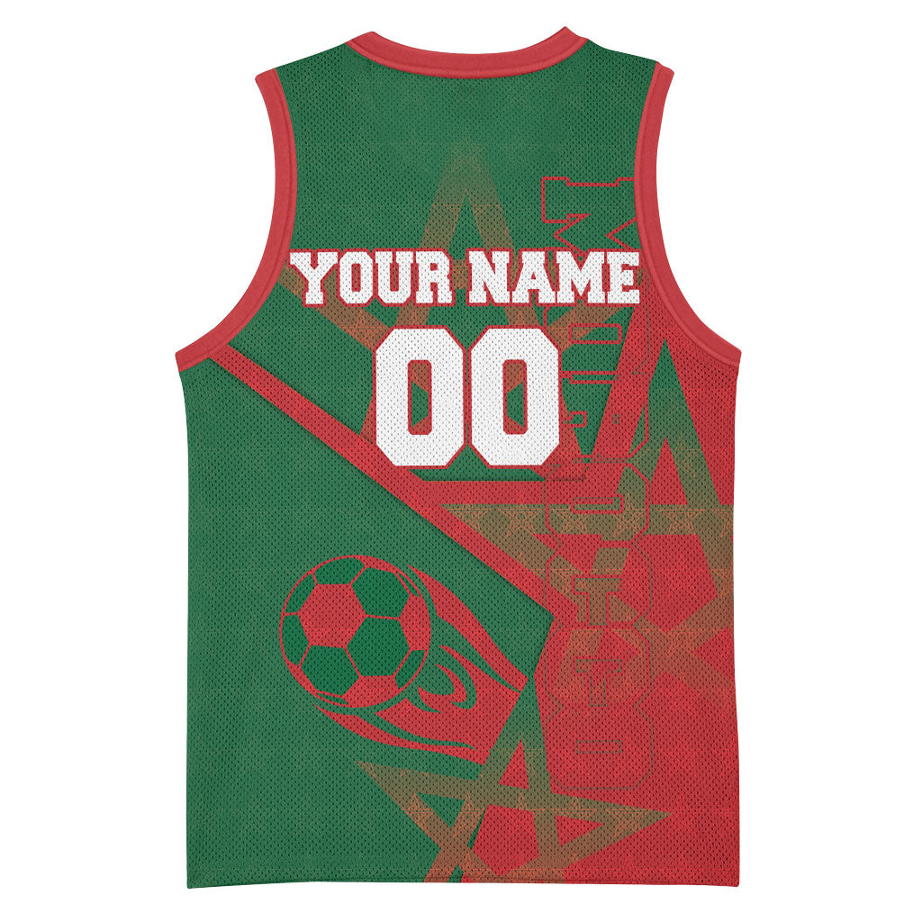 Personalized Morocco Football Basketball Jersey Geometric Star Flag Soccer National Pride
