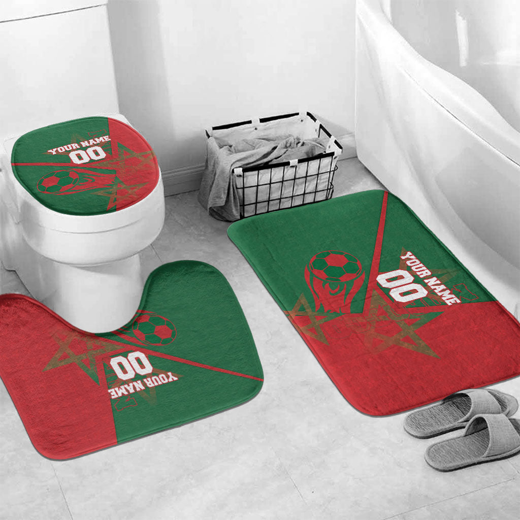 Personalized Morocco Football Bathroom Set Geometric Star Flag Soccer National Pride