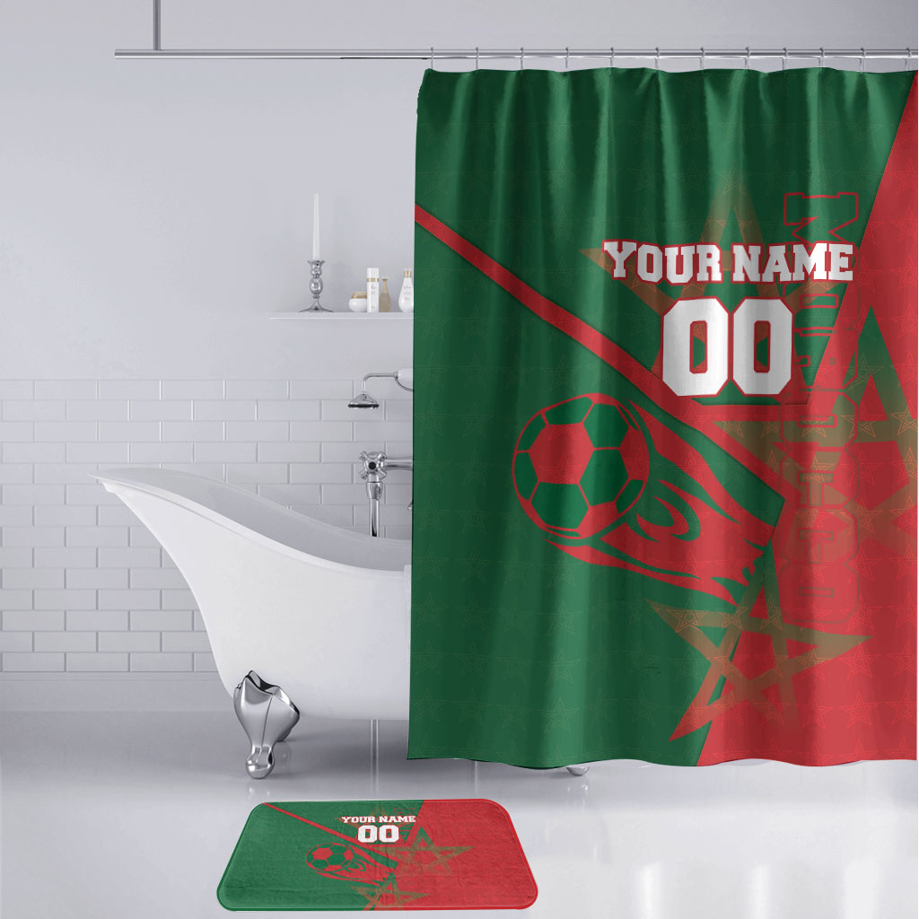 Personalized Morocco Football Bathroom Set Geometric Star Flag Soccer National Pride