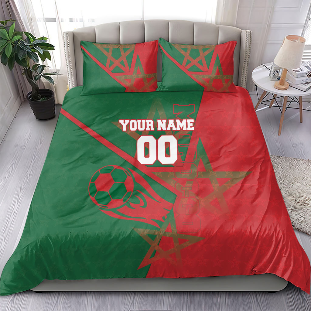 Personalized Morocco Football Bedding Set Geometric Star Flag Soccer National Pride