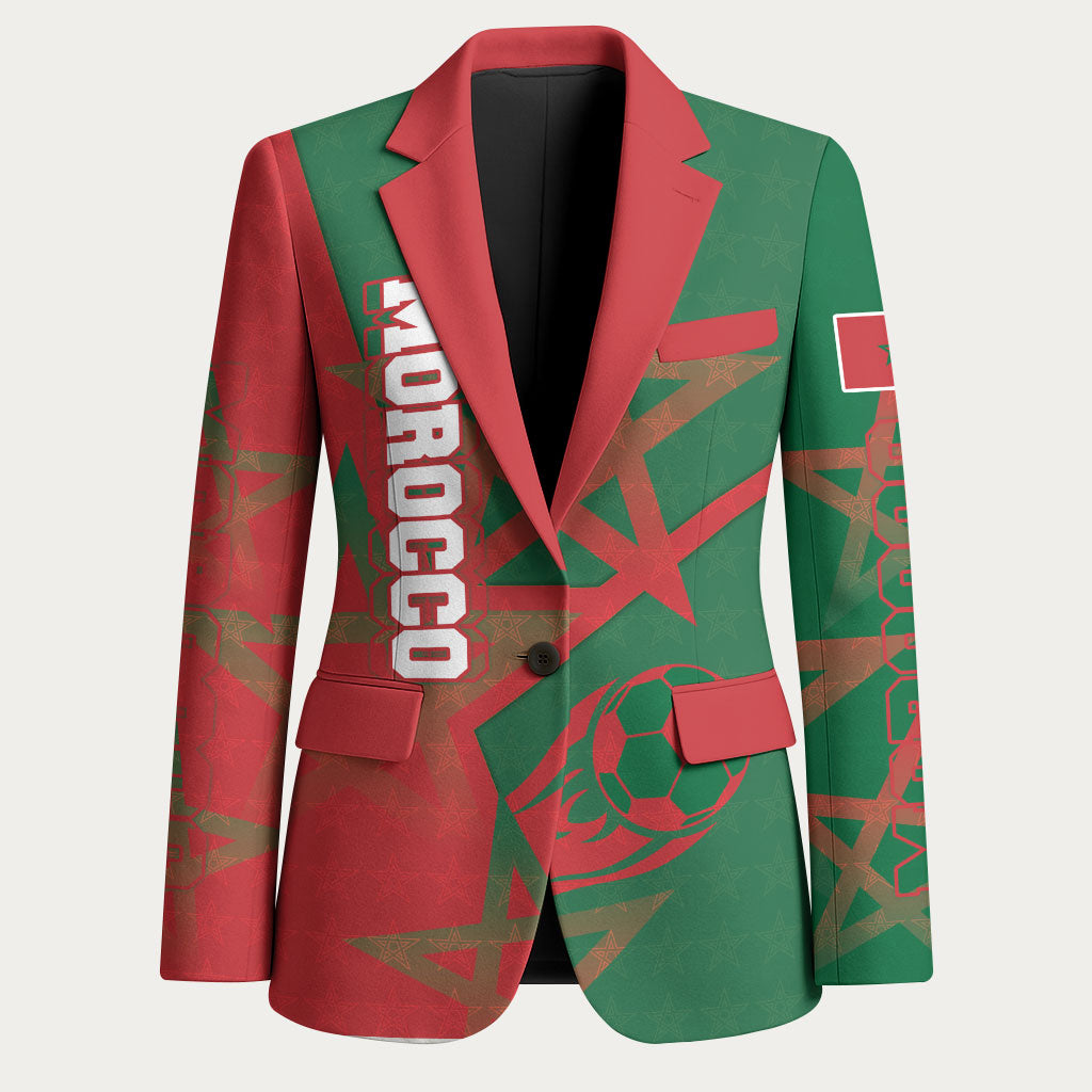 Personalized Morocco Football Blazer Geometric Star Flag Soccer National Pride