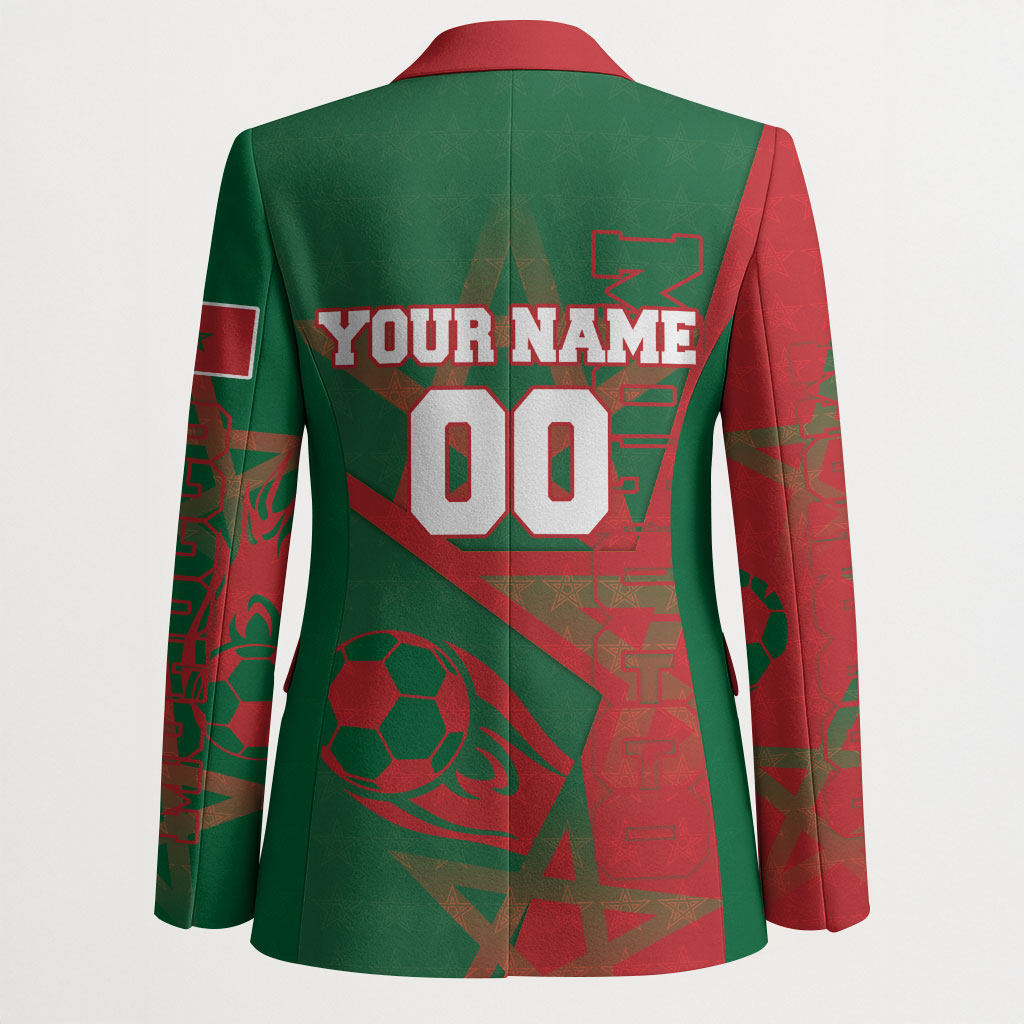 Personalized Morocco Football Blazer Geometric Star Flag Soccer National Pride