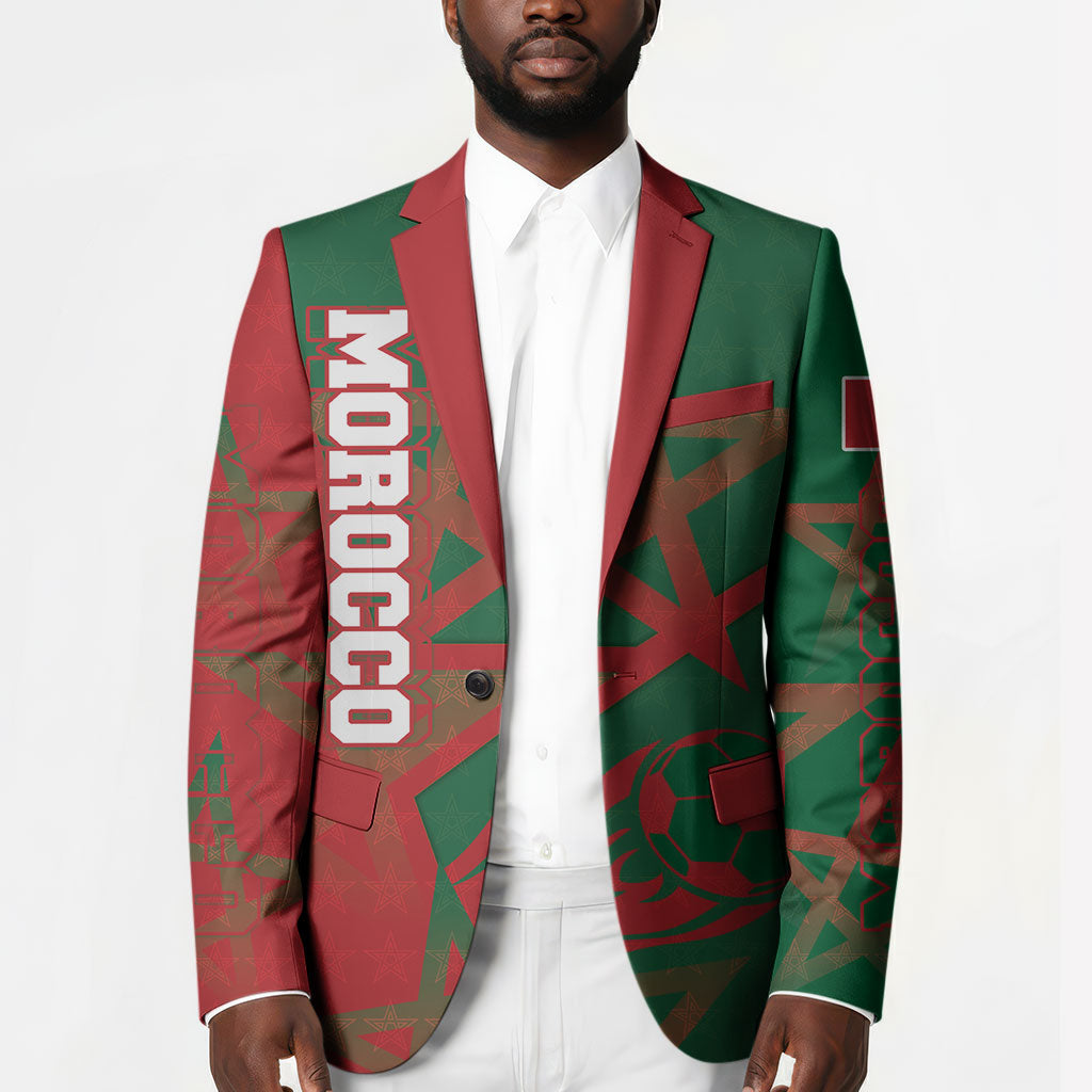 Personalized Morocco Football Blazer Geometric Star Flag Soccer National Pride