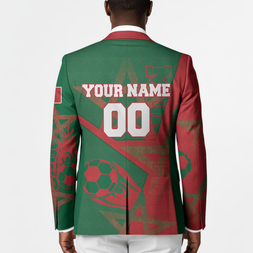 Personalized Morocco Football Blazer Geometric Star Flag Soccer National Pride