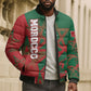 Personalized Morocco Football Bomber Puffer Jacket Geometric Star Flag Soccer National Pride