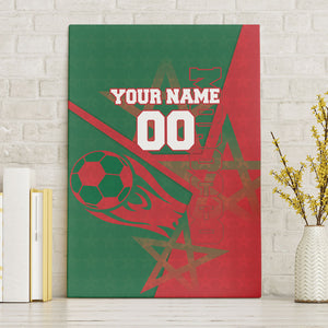 Personalized Morocco Football Canvas Wall Art Geometric Star Flag Soccer National Pride