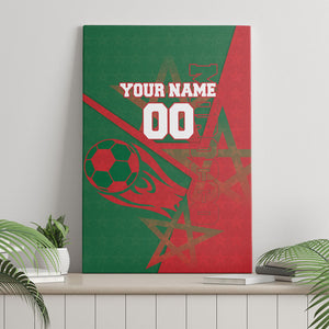 Personalized Morocco Football Canvas Wall Art Geometric Star Flag Soccer National Pride