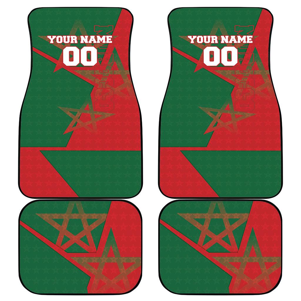 Personalized Morocco Football Car Mats Geometric Star Flag Soccer National Pride