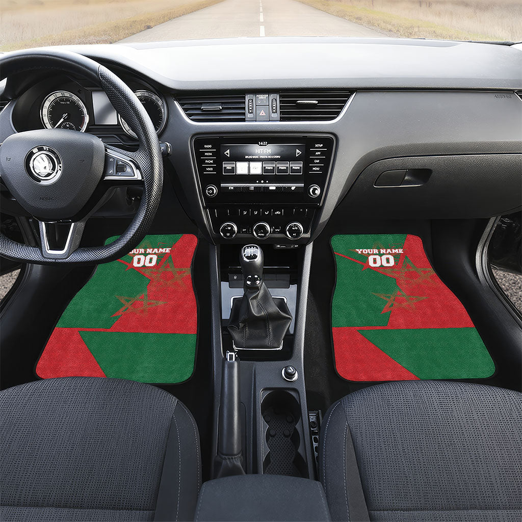 Personalized Morocco Football Car Mats Geometric Star Flag Soccer National Pride