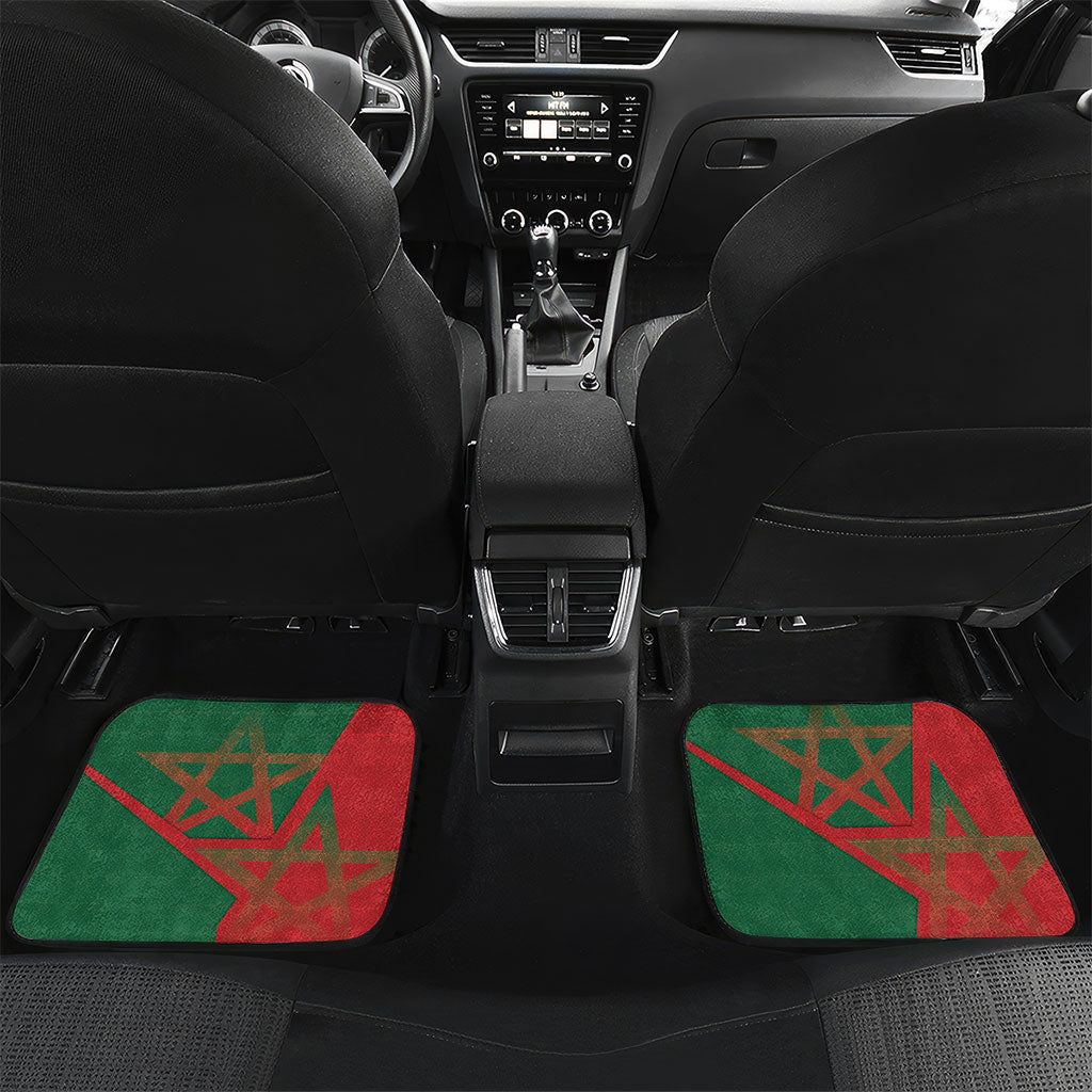 Personalized Morocco Football Car Mats Geometric Star Flag Soccer National Pride
