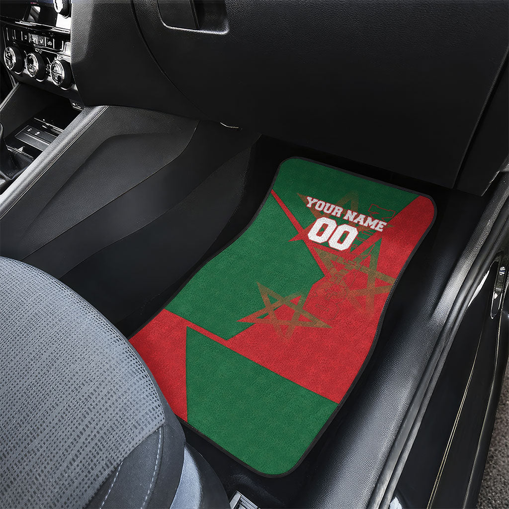 Personalized Morocco Football Car Mats Geometric Star Flag Soccer National Pride