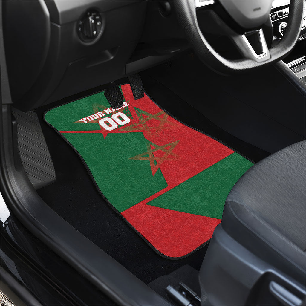 Personalized Morocco Football Car Mats Geometric Star Flag Soccer National Pride