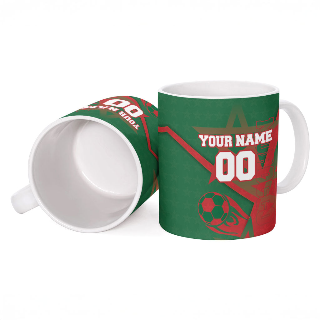 Personalized Morocco Football Ceramic Mug Geometric Star Flag Soccer National Pride