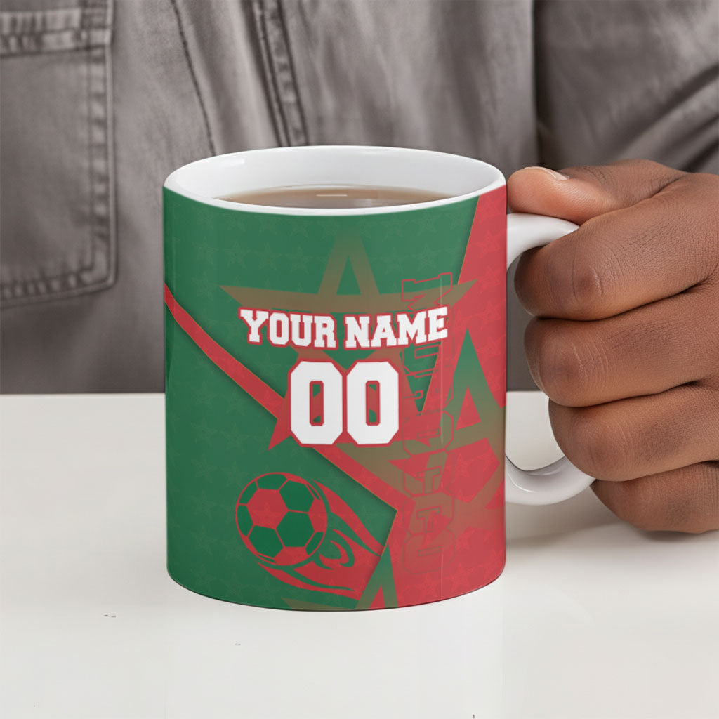 Personalized Morocco Football Ceramic Mug Geometric Star Flag Soccer National Pride