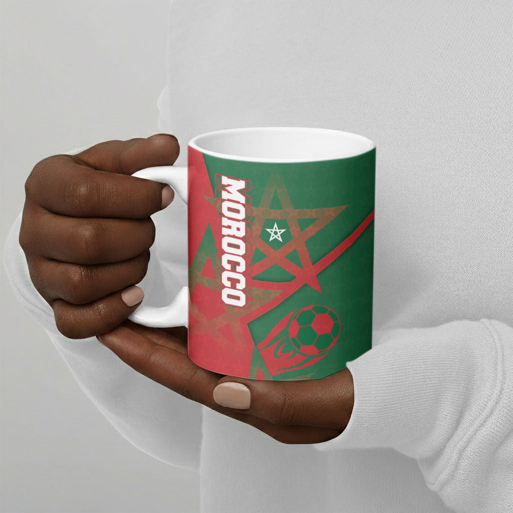 Personalized Morocco Football Ceramic Mug Geometric Star Flag Soccer National Pride