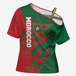 Personalized Morocco Football Cross Shoulder Shirt Geometric Star Flag Soccer National Pride