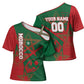 Personalized Morocco Football Cross Shoulder Shirt Geometric Star Flag Soccer National Pride