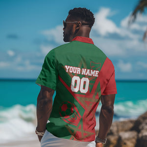 Personalized Morocco Football Hawaiian Shirt Geometric Star Flag Soccer National Pride