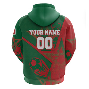 Personalized Morocco Football Hoodie Geometric Star Flag Soccer National Pride