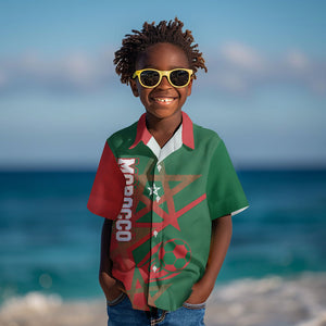 Personalized Morocco Football Kid Hawaiian Shirt Geometric Star Flag Soccer National Pride