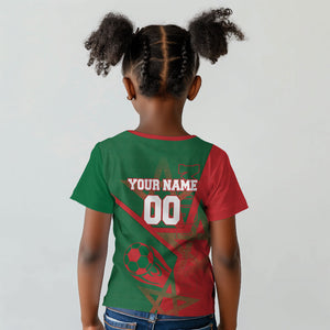 Personalized Morocco Football Kid T shirt Geometric Star Flag Soccer National Pride
