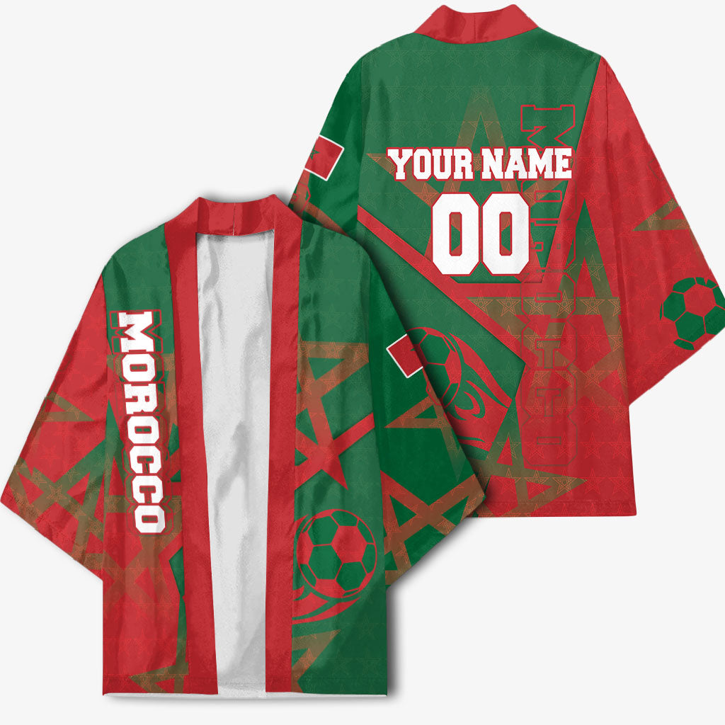 Personalized Morocco Football Kimono Geometric Star Flag Soccer National Pride