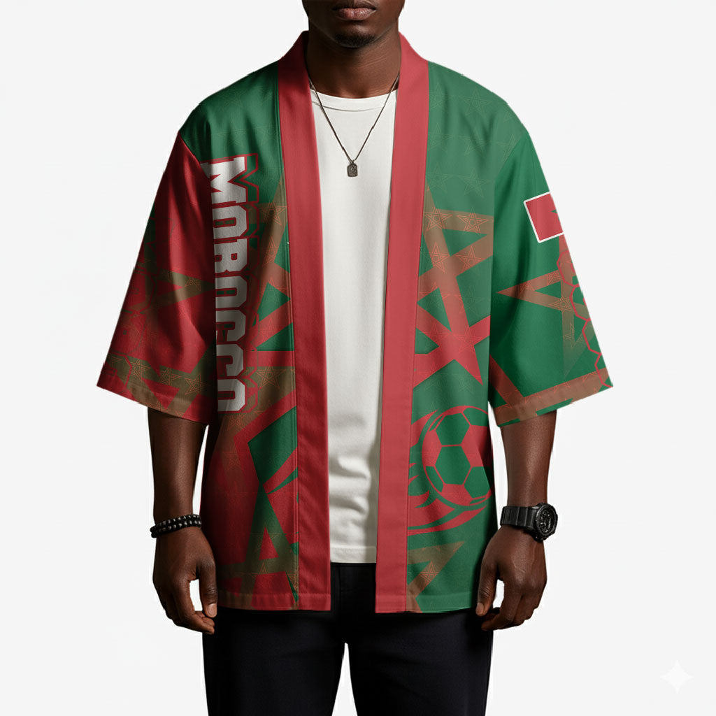 Personalized Morocco Football Kimono Geometric Star Flag Soccer National Pride
