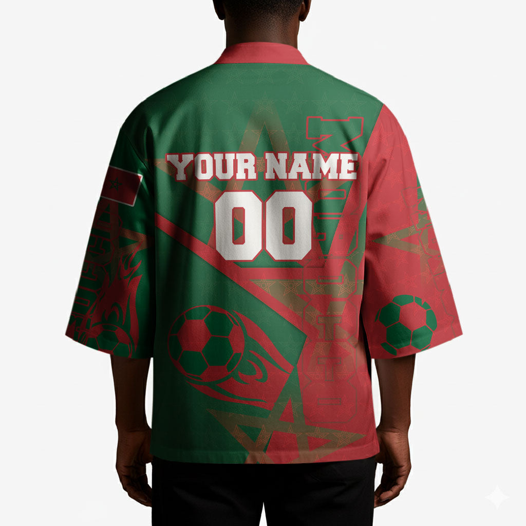Personalized Morocco Football Kimono Geometric Star Flag Soccer National Pride