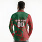 Personalized Morocco Football Long Sleeve Polo Shirt Geometric Star Flag Soccer National Pride