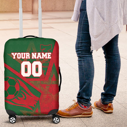 Personalized Morocco Football Luggage Cover Geometric Star Flag Soccer National Pride