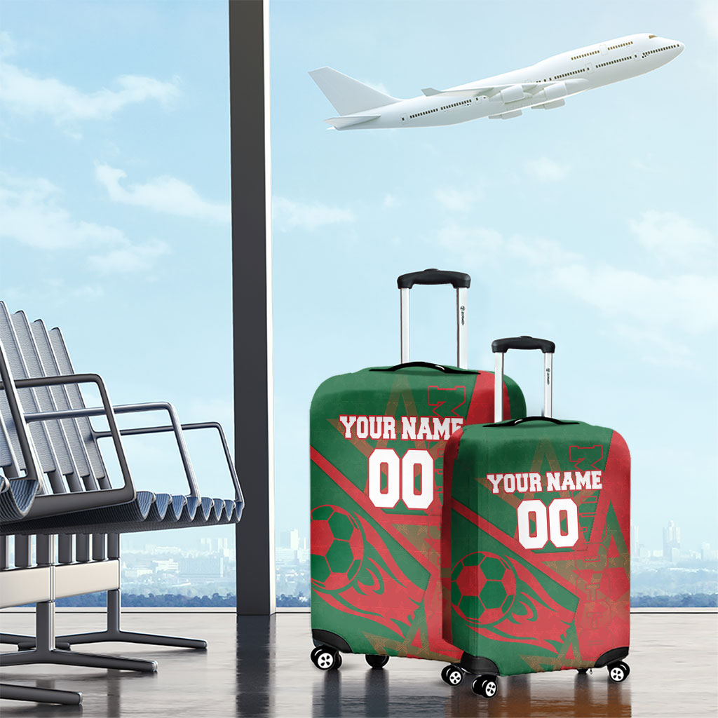 Personalized Morocco Football Luggage Cover Geometric Star Flag Soccer National Pride