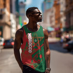 Personalized Morocco Football Men Tank Top Geometric Star Flag Soccer National Pride