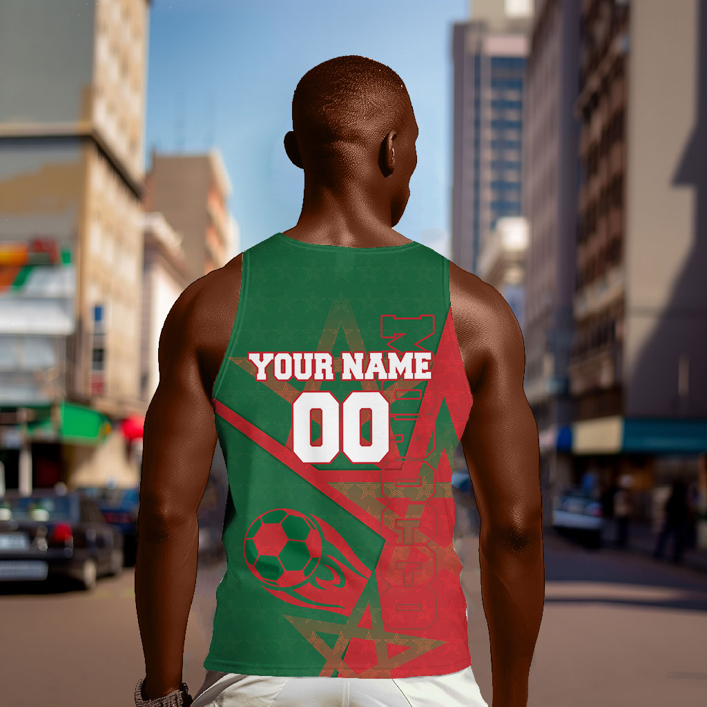 Personalized Morocco Football Men Tank Top Geometric Star Flag Soccer National Pride