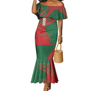 Personalized Morocco Football Mermaid Dress Geometric Star Flag Soccer National Pride