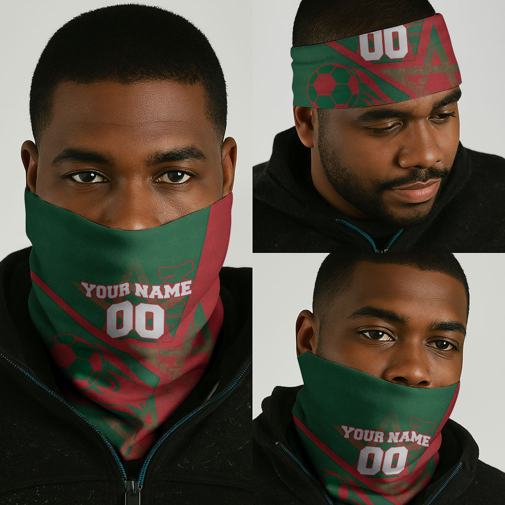 Personalized Morocco Football Neck Gaiter Geometric Star Flag Soccer National Pride