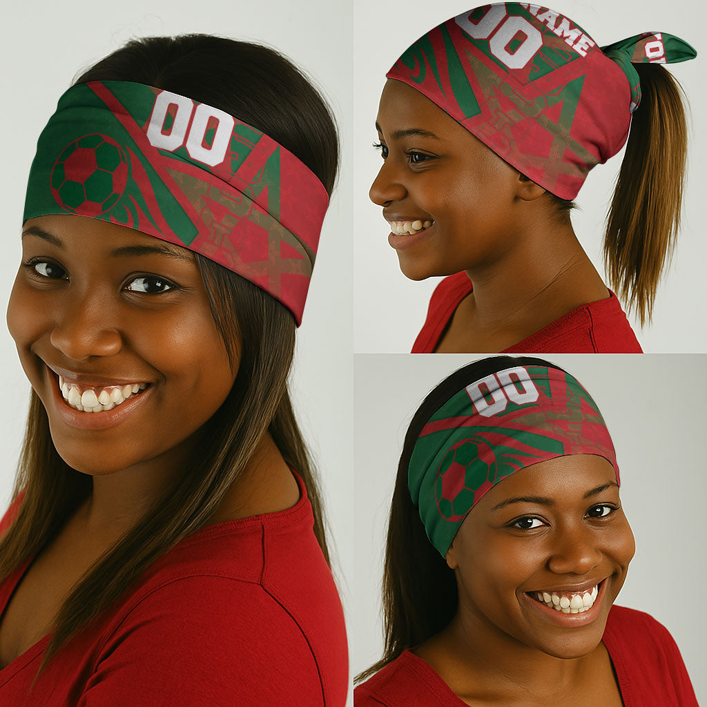 Personalized Morocco Football Neck Gaiter Geometric Star Flag Soccer National Pride