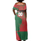 Personalized Morocco Football Off Shoulder Maxi Dress Geometric Star Flag Soccer National Pride