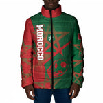 Personalized Morocco Football Padded Jacket Geometric Star Flag Soccer National Pride