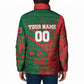 Personalized Morocco Football Padded Jacket Geometric Star Flag Soccer National Pride