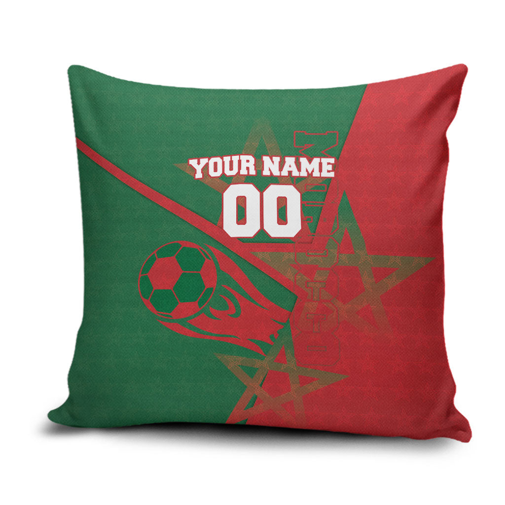 Personalized Morocco Football Pillow Cover Geometric Star Flag Soccer National Pride