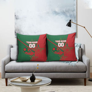 Personalized Morocco Football Pillow Cover Geometric Star Flag Soccer National Pride