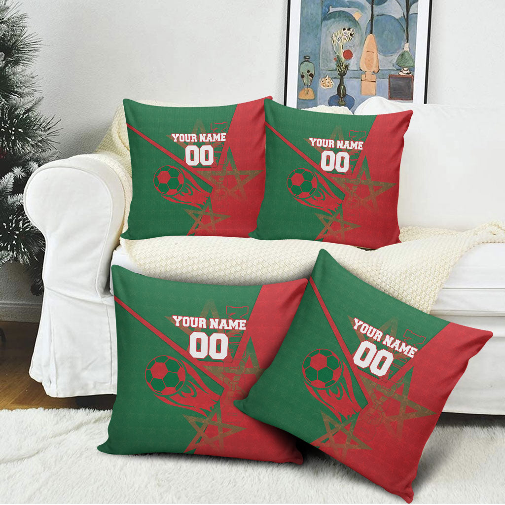 Personalized Morocco Football Pillow Cover Geometric Star Flag Soccer National Pride