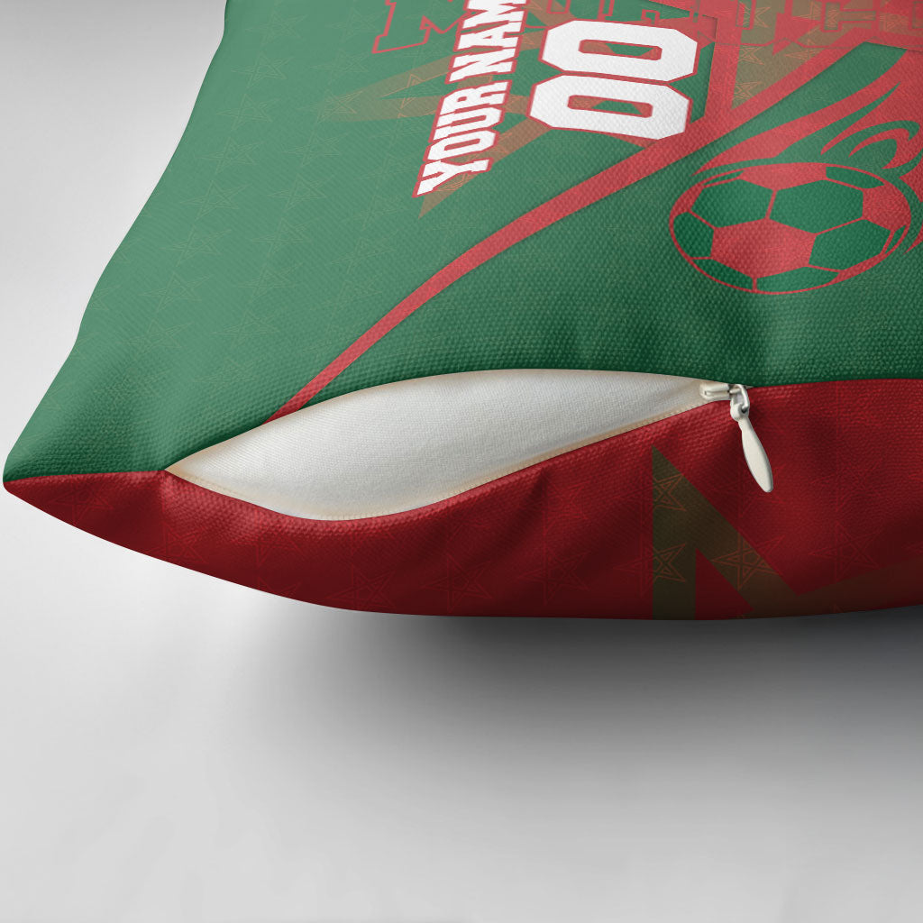 Personalized Morocco Football Pillow Cover Geometric Star Flag Soccer National Pride
